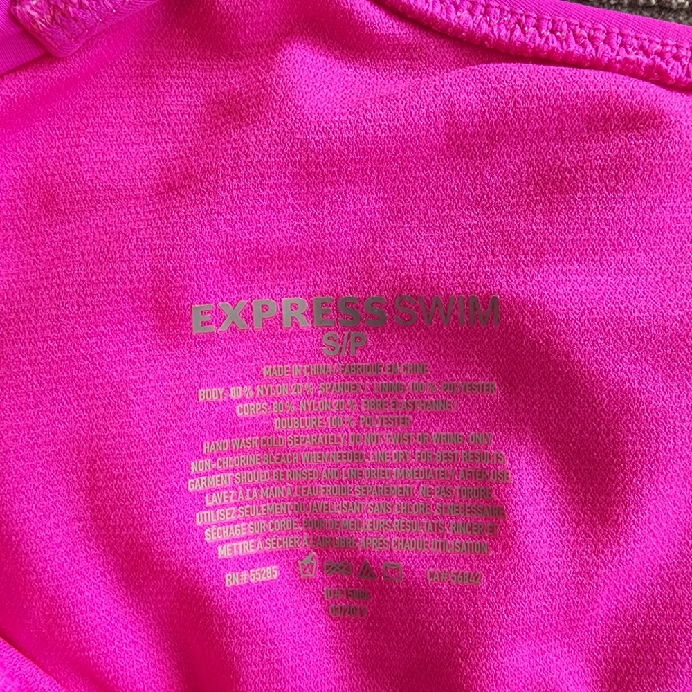 Express Hot Pink Strappy One-Shoulder Bikini Top - Picture 4 of 4